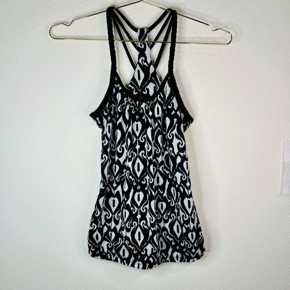 Weavers Black & White Pattern Tank Top Size Small Polyester